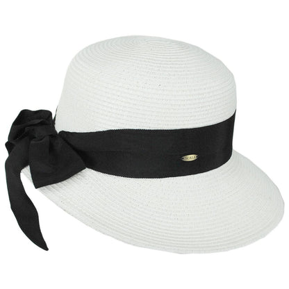 Scala | Assymetrical Toyo Braid Facesaver Cap | 101551 | profile | WHITE