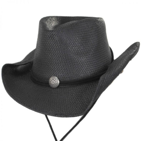 Dorfman Pacific | Chincord Toyo Straw Western Hat | 126150 | lead | BLACK