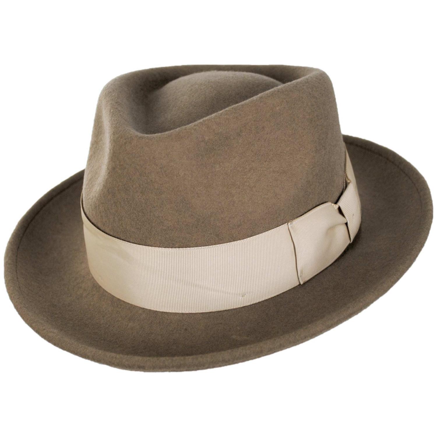 Bigalli | Quick Step Wool Felt Fedora Hat | 131439 | lead | KHAKI