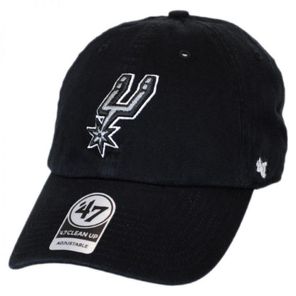 47 Brand | San Antonio Spurs NBA Clean Up Strapback Baseball Cap Dad Hat | 203931 | lead | BLACK