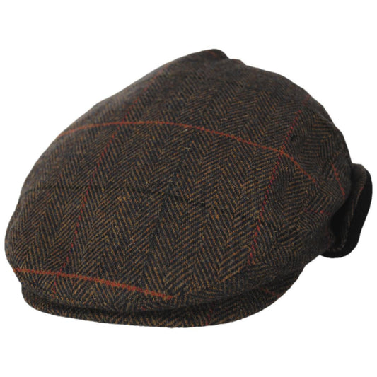 BRIXTON HATS | Hooligan Wool Blend Earflap Ivy Cap | 161576 | lead | BRONZE/BLACK/RED