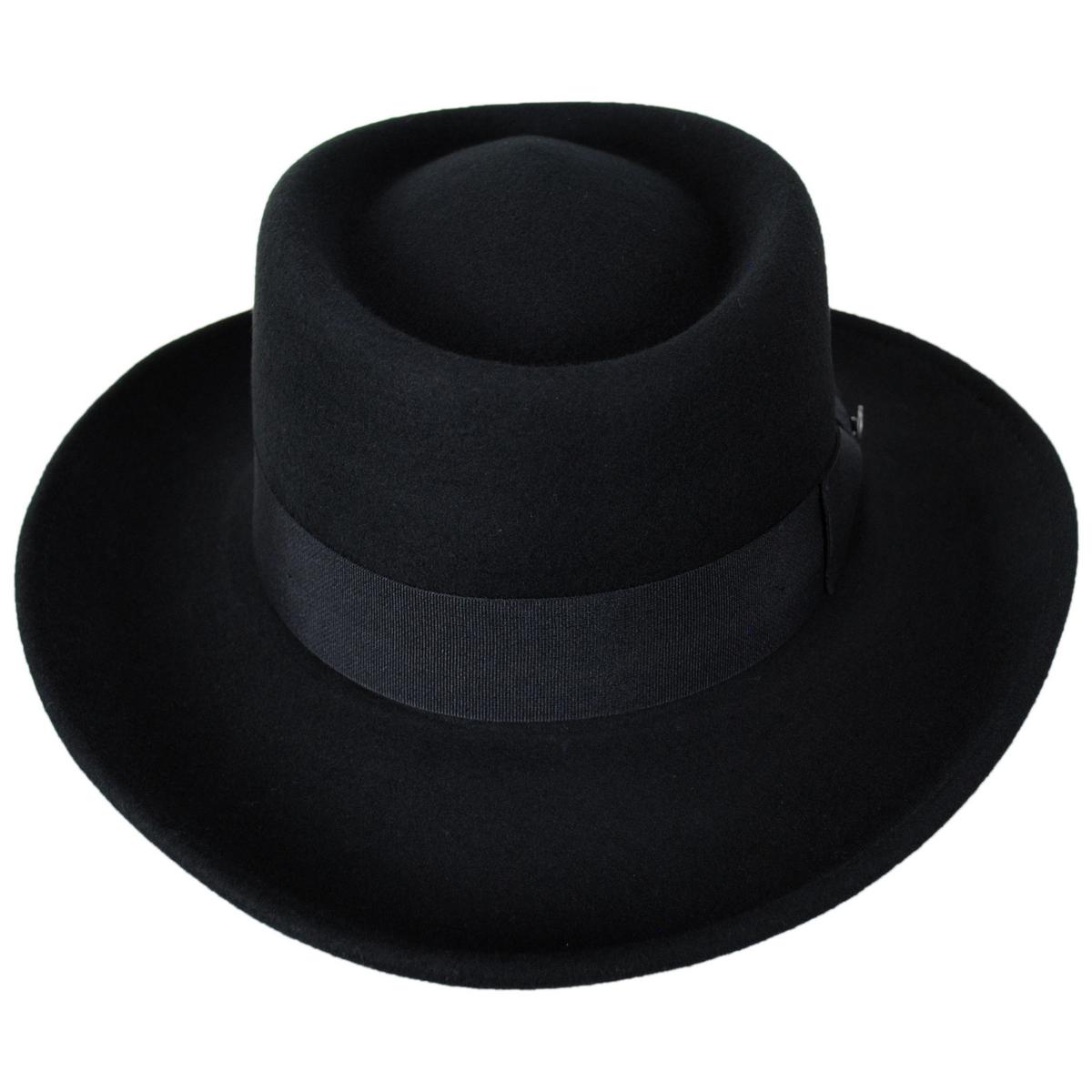 Jaxon Hats | Crushable Wool Felt Gambler Hat | 132003 | front | BLACK