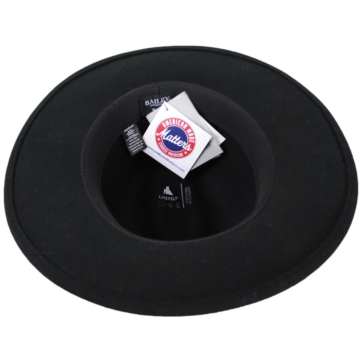 Bailey Western | Redline Wool LiteFelt Safari Fedora  Hat | 133307 | under | BLACK