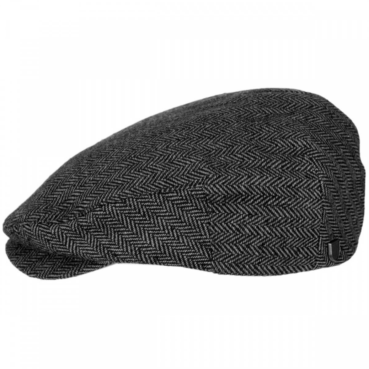 BRIXTON HATS | Hooligan Herringbone Wool Blend Ivy Cap | 161516 | profile | GREY/BLACK