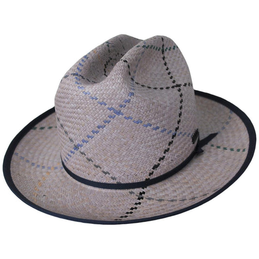 Bailey 1922 | Tully Plaid Panama Straw Western Hat | 127855 | lead | FLINT GREY
