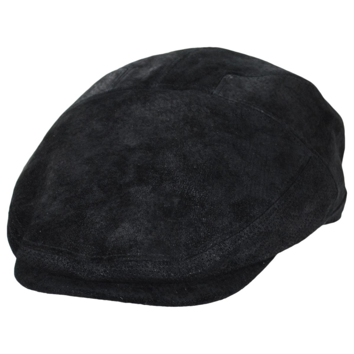 Scala | Ivy Weather Leather Duckbill Flat Cap | 160234 | lead | BLACK