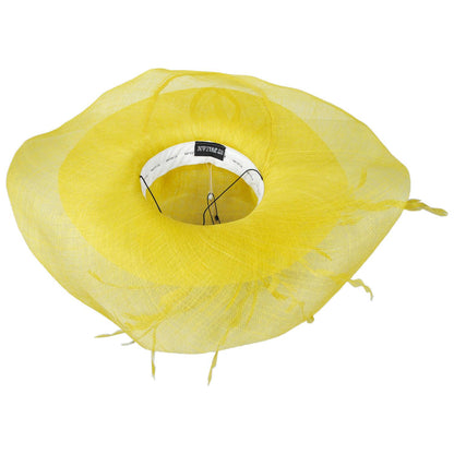 St. Julian | Feather Flower Sinamay Straw Boater Dress Hat | 124281 | under | YELLOW