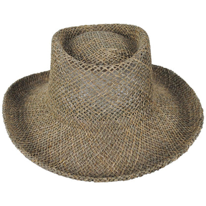 Dorfman Pacific | 19th Hole Twisted Seagrass Straw Gambler Hat | 126065 | front | NATURAL