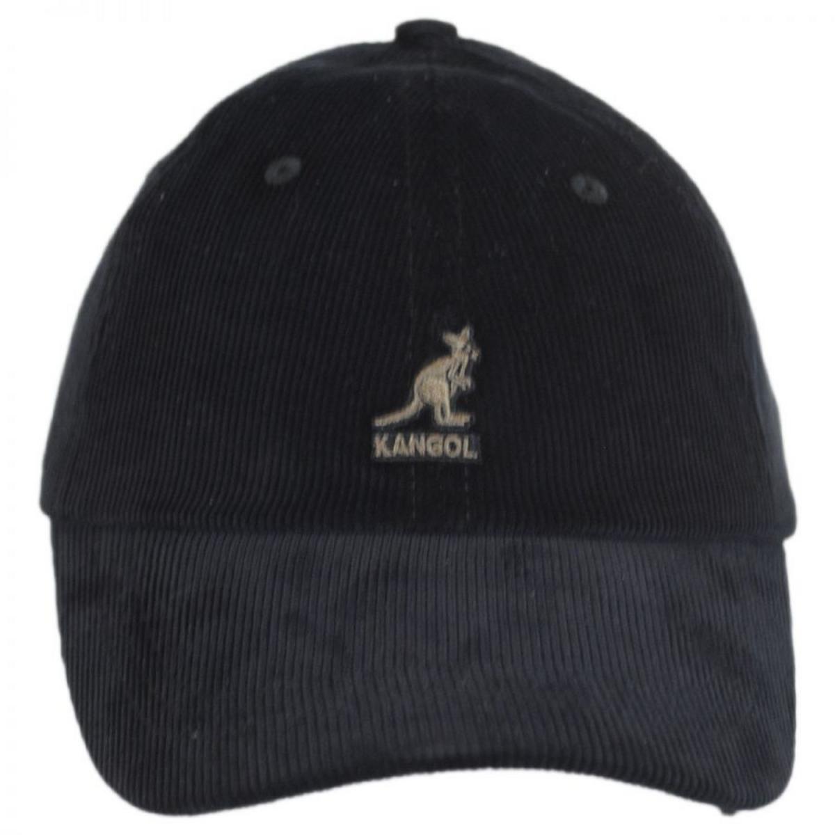 Kangol | Logo Corduroy Strapback Baseball Cap Dad Hat | 201182 | front | BLACK