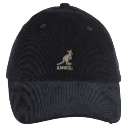 Kangol | Logo Corduroy Strapback Baseball Cap Dad Hat | 201182 | front | BLACK