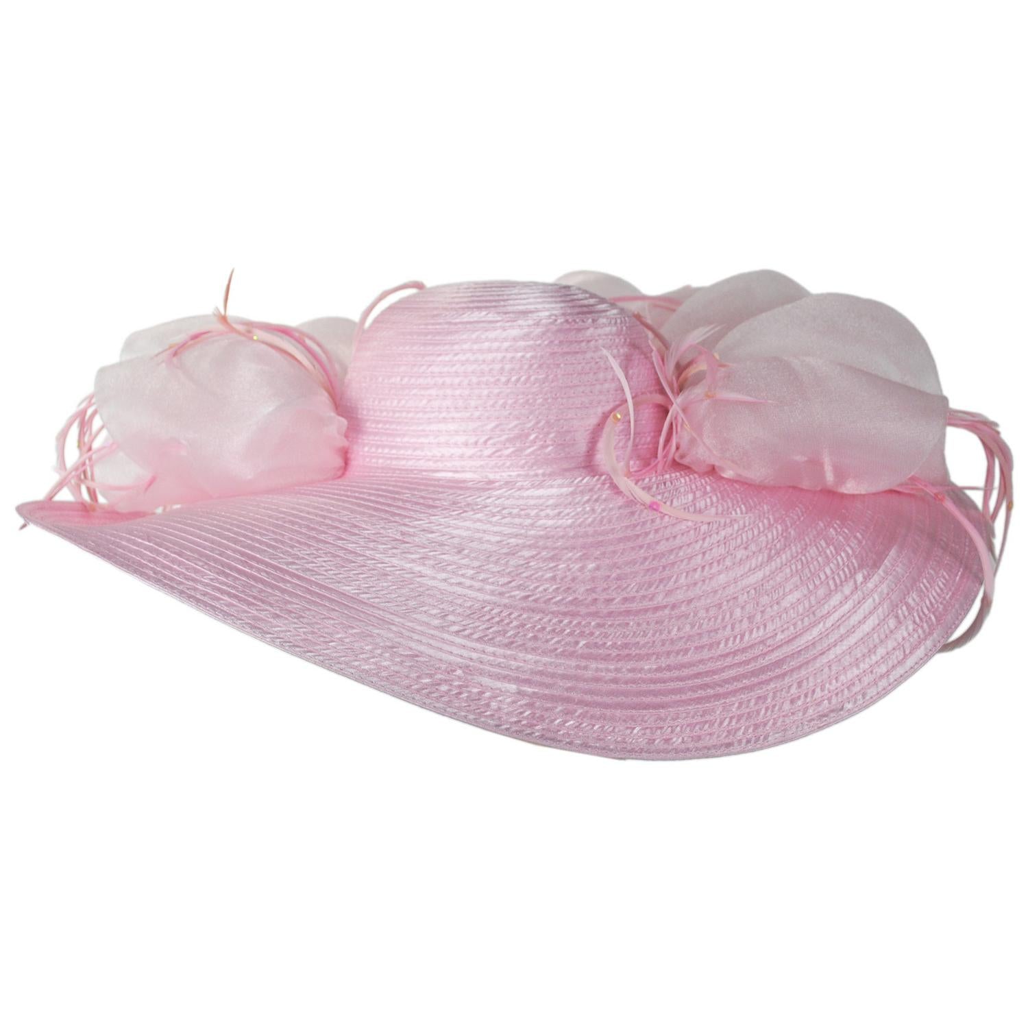 Whittall & Shon | Organza Ruffles Satin Swinger Dress Hat | 124294 | profiletwo | PINK