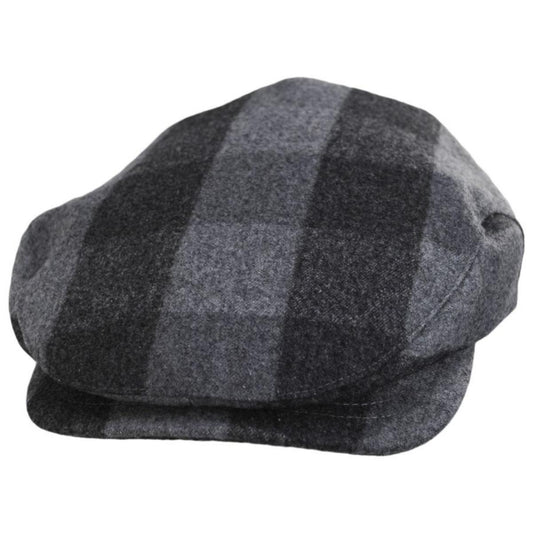 Baskerville Hat Company | Danbury Wool Check Square Bill Ivy Cap | 167664 | lead | GREY