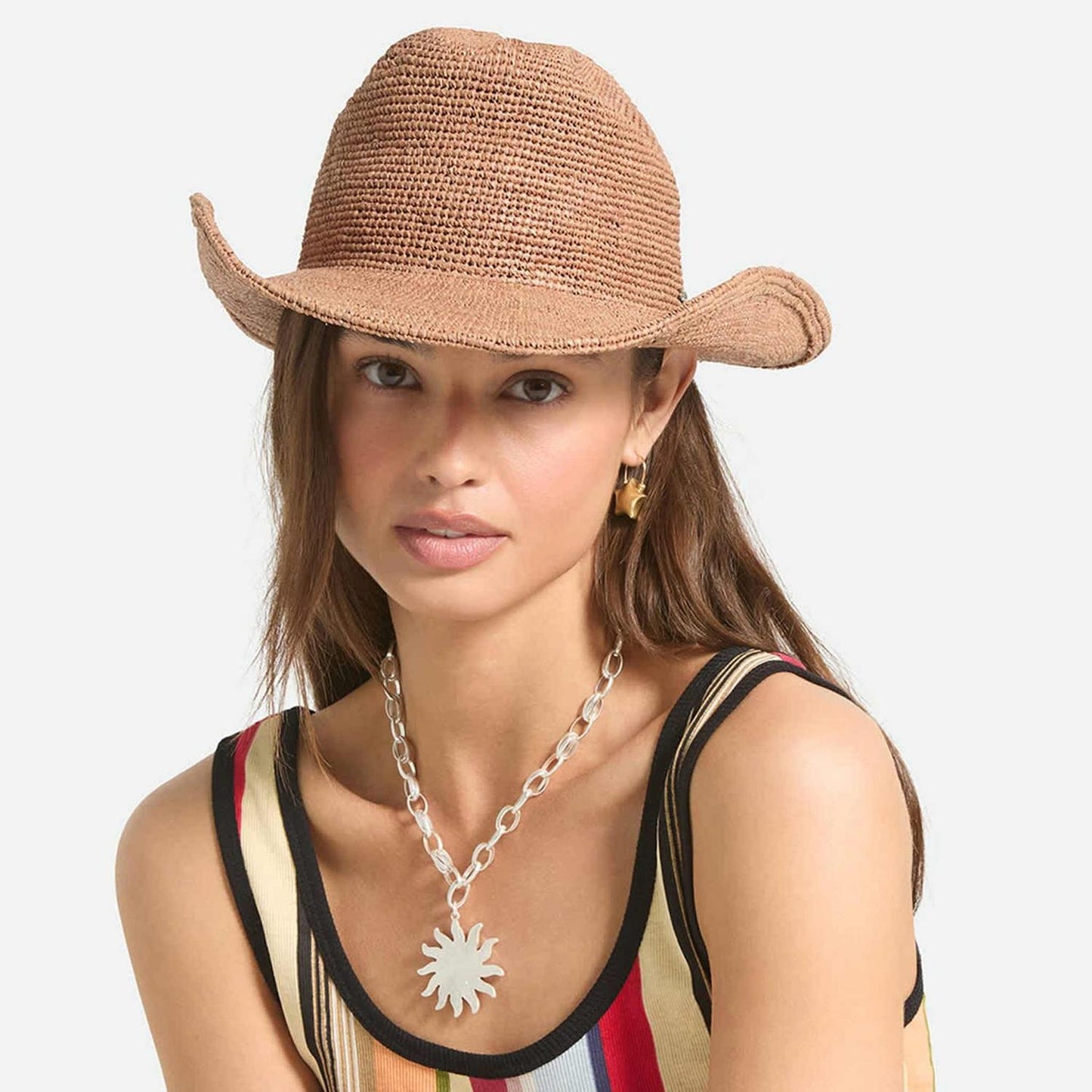 BRIXTON HATS | Odessa Raffia Straw Cowboy Hat - Italian Clay | 104063TC | lsfone | ITALIAN CLAY