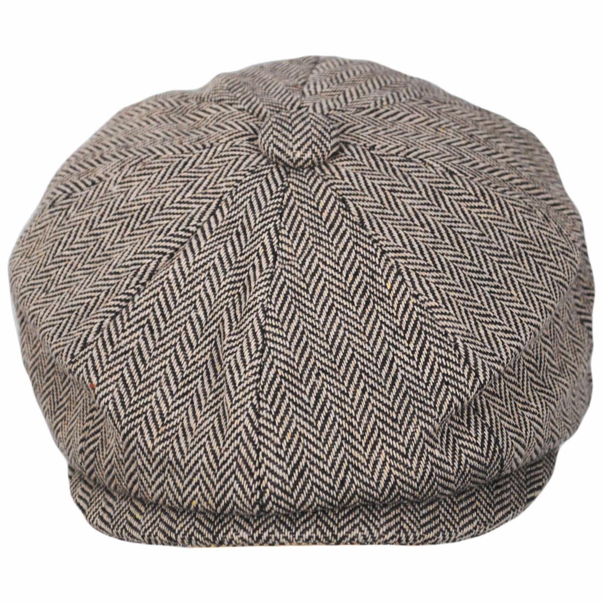 Jaxon Hats | Baby Herringbone Wool Blend Newsboy Cap | 512110 | front | BROWN