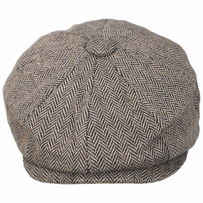 Jaxon Hats | Baby Herringbone Wool Blend Newsboy Cap | 512110 | front | BROWN