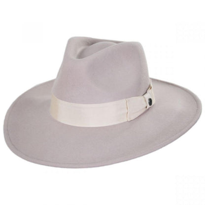 Jaxon Hats | Colorado Ultra Wide Brim Wool Felt Fedora Hat - Stone & Pecan | 135200SP | lead | STONE