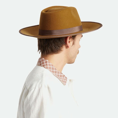 Jo Wool Felt Rancher Fedora Hat - Brass