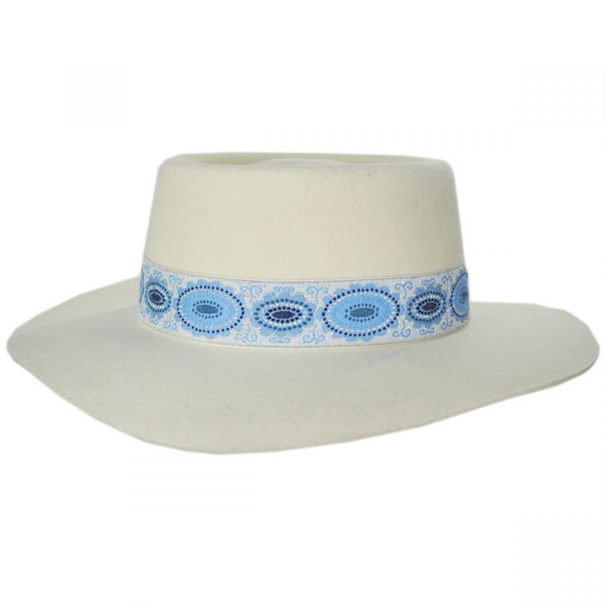 Lack of Color | Lolita Wool Felt Boater Hat | 124315 | profile | AZURE