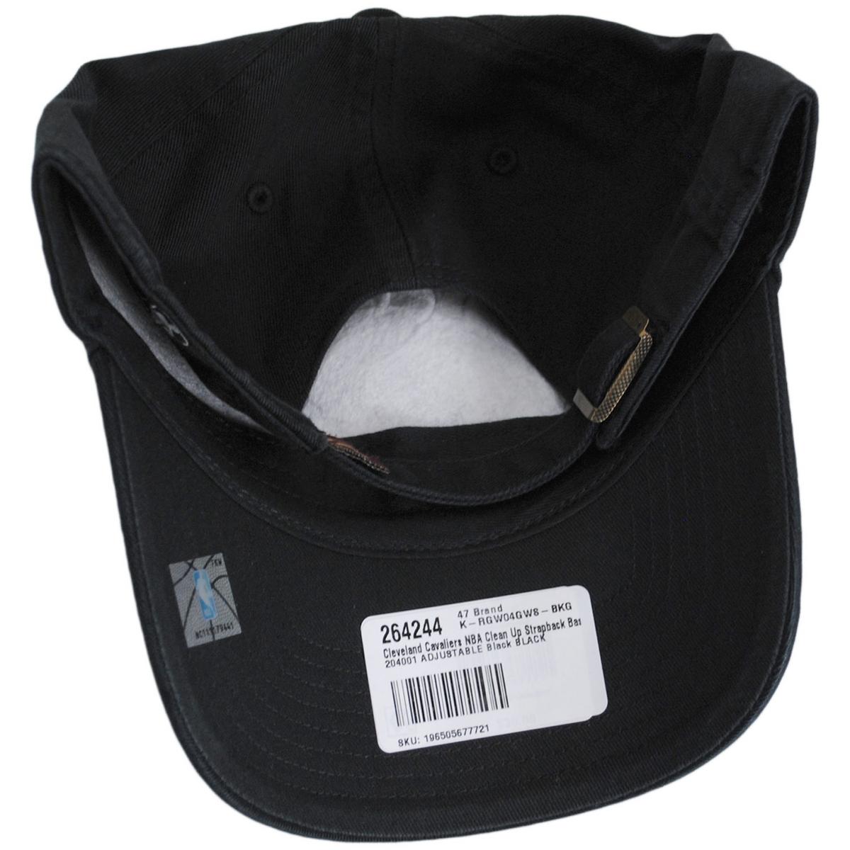 47 Brand | Cleveland Cavaliers NBA Clean Up Strapback Baseball Cap Dad Hat | 204001 | under | BLACK
