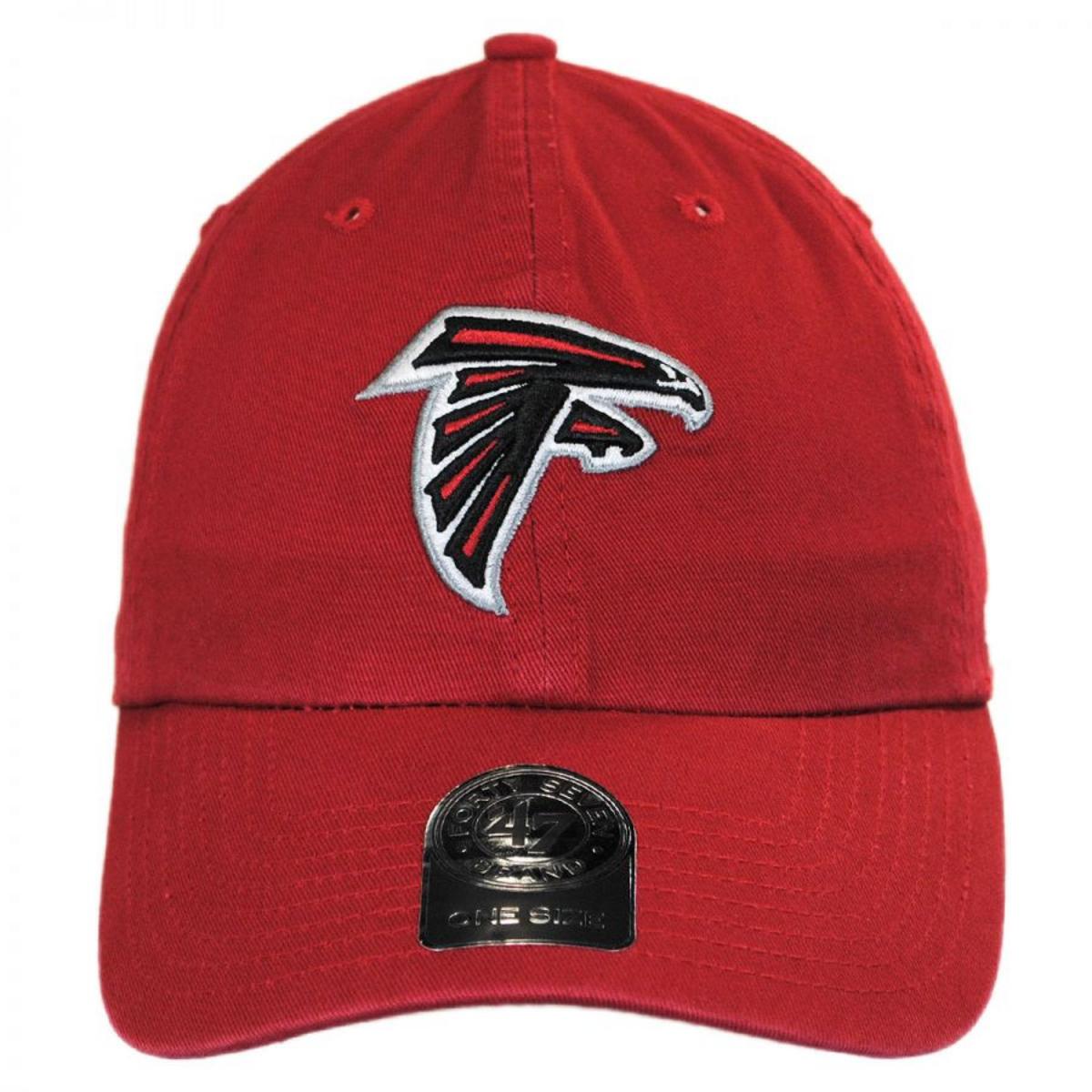 47 Brand | Atlanta Falcons NFL Clean Up Strapback Baseball Cap Dad Hat | 203550 | front | RED