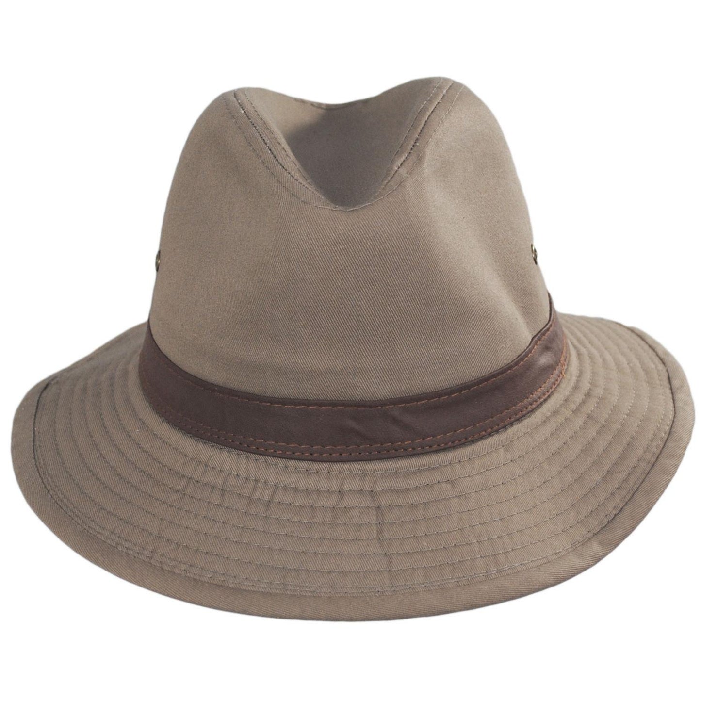 Dorfman Pacific | Packable Cotton Twill Safari Fedora Hat | 140215 | front | BARK