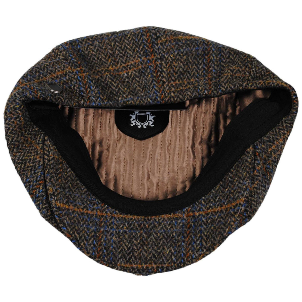 BRIXTON HATS | Brood Wool Blend Herringbone Plaid Newsboy Cap | 161586 | under | SLATE BLUE/SEPIA/ORANGE