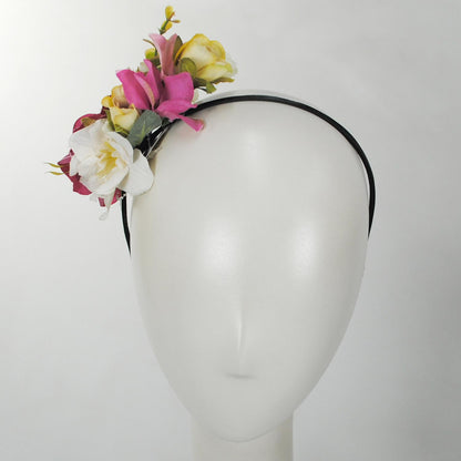 Jeanne Simmons | Flower Bouquet Fascinator Headband | 120719 | front | PINK