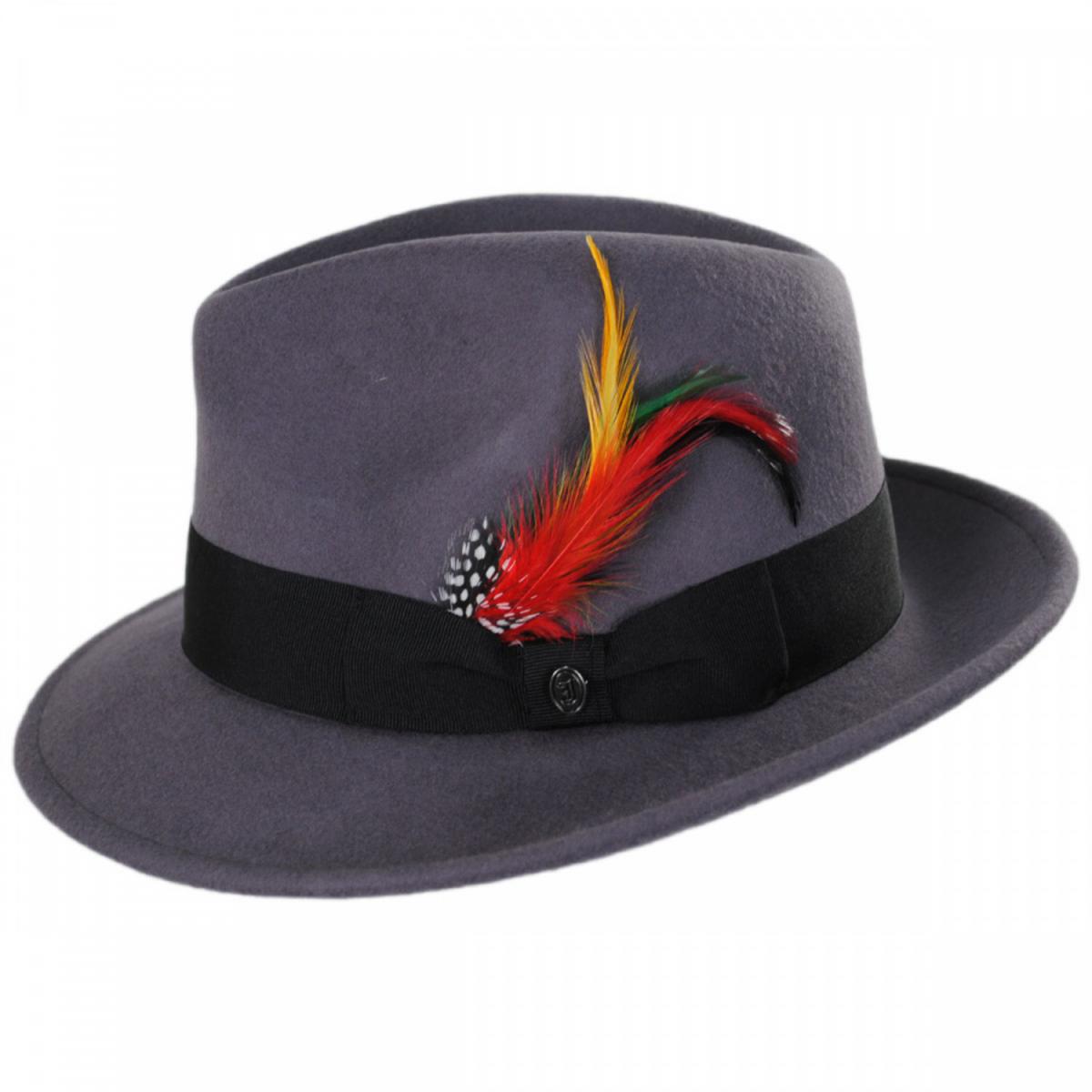 Jaxon Hats | Pinch Crown Crushable Wool Felt Fedora Hat | 135000 | profile | GREY