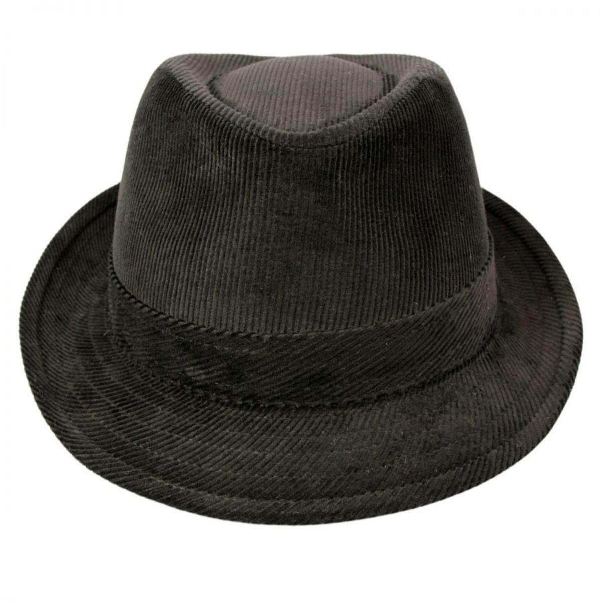 Jaxon Hats | Corduroy C-Crown Trilby Fedora Hat | 142307 | front | BLACK