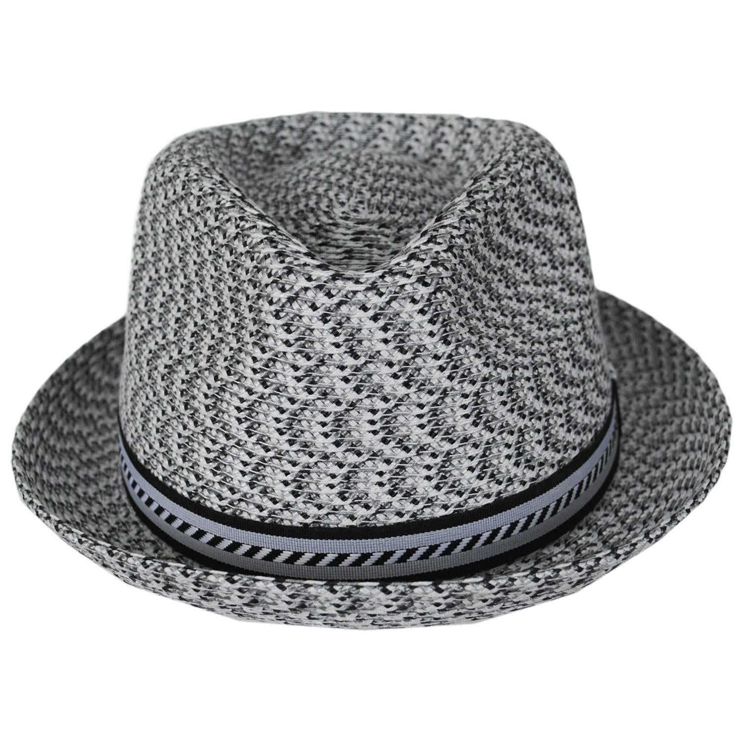 Bailey 1922 | Mannes Poly Braid Fedora Hat - Light Grey Multi | 127844LGM | front | LIGHT GREY MULTI