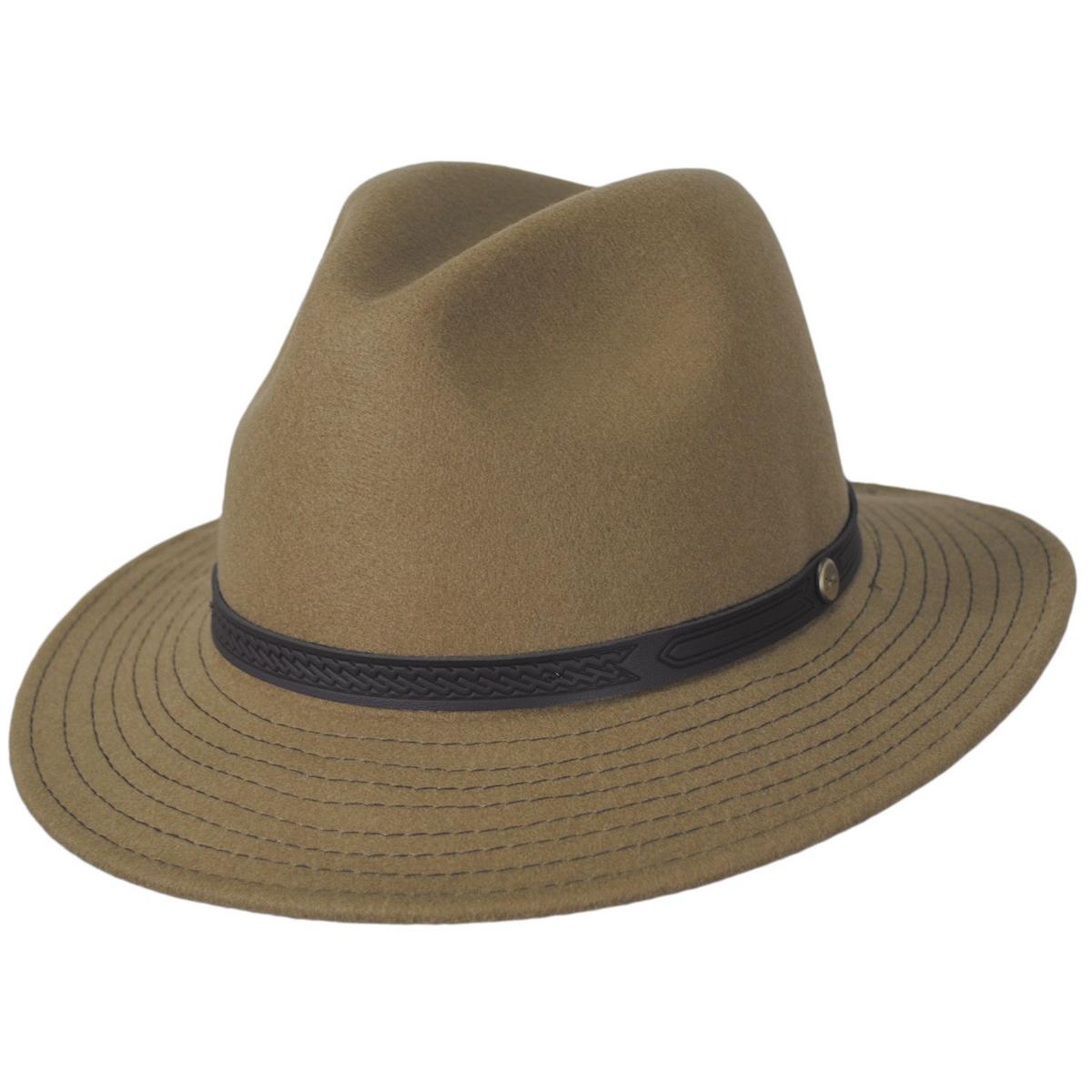 Dorfman Pacific | Edevane ProvatoKnit Safari Fedora Hat | 130556 | lead | KHAKI