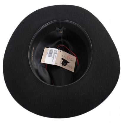 Stefeno Hats | Buck Fur Felt Wide Brim Fedora Hat | 136068 | under | BLACK