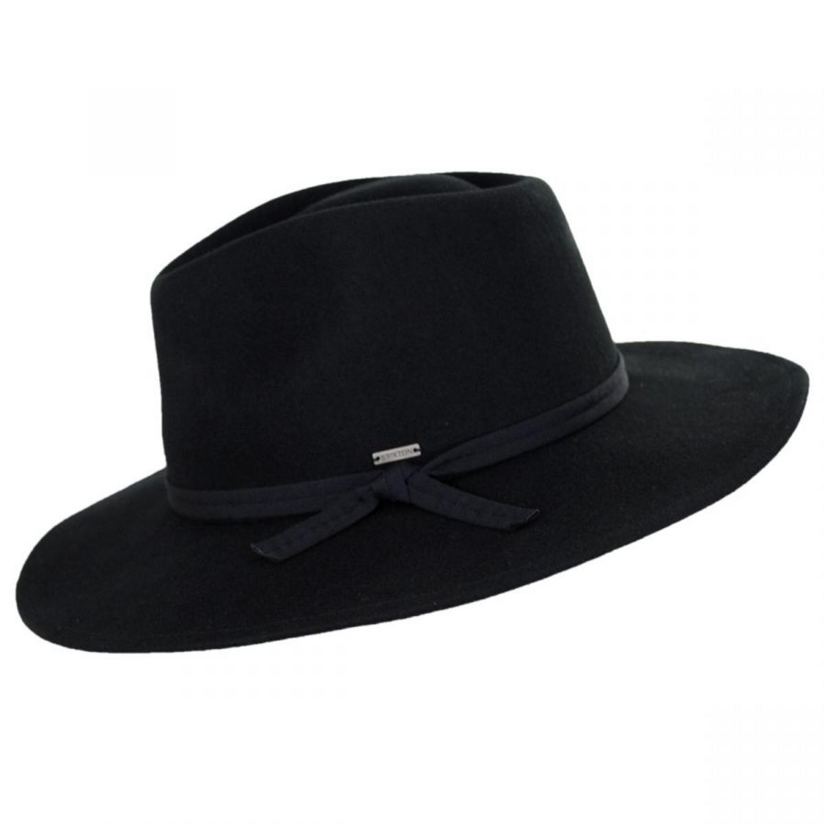 BRIXTON HATS | Joanna Packable Wool Felt Fedora Hat | 123926 | profile | BLACK
