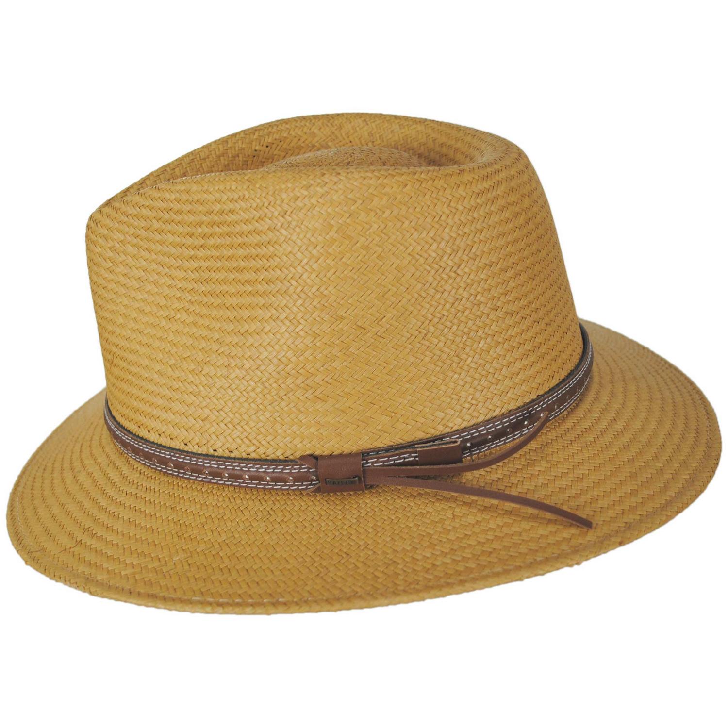 Bailey 1922 | Atwood Panama Straw Safari Fedora Hat | 127933 | profile | TAN