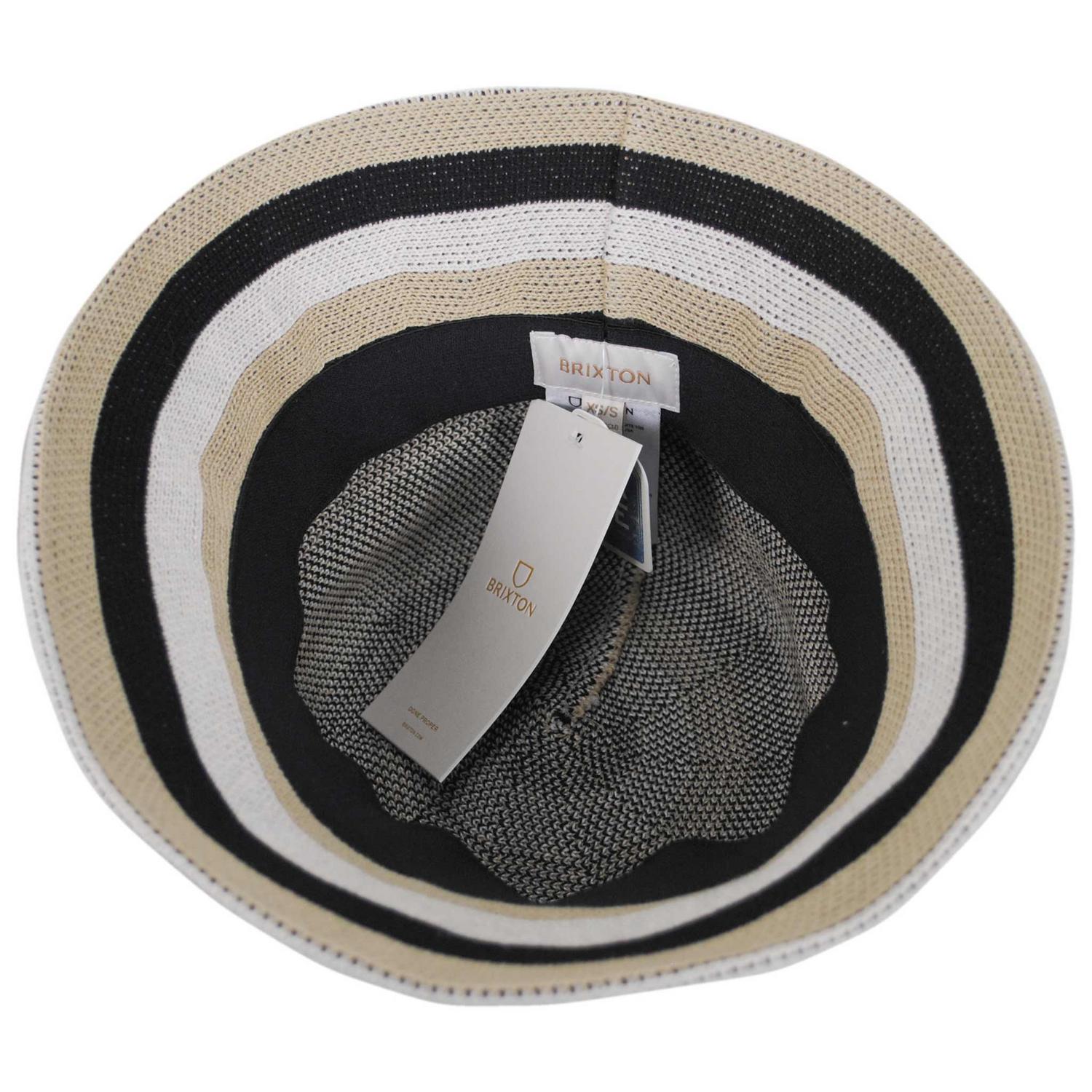 BRIXTON HATS | Lisboa Cotton Knit Stripe Bucket Hat | 185527 | under | BLACK/SAND/WHITECAP