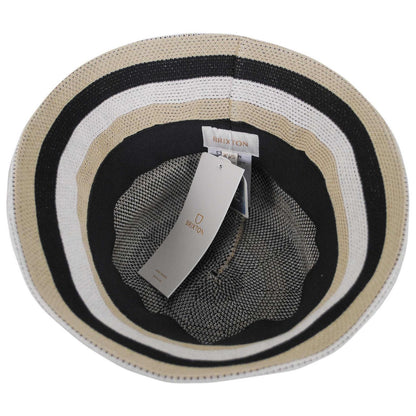 BRIXTON HATS | Lisboa Cotton Knit Stripe Bucket Hat | 185527 | under | BLACK/SAND/WHITECAP