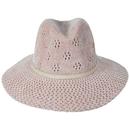 San Diego Hat Company | Walnut Grove Chenille Knit Fedora Hat | 108943 | front | BLUSH