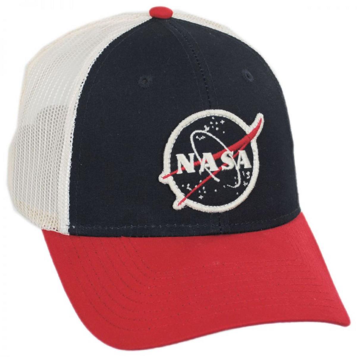 NASA | Roughage NASA Mesh Trucker Snapback Baseball Cap | 210357 | lead | RED/WHITE/BLUE