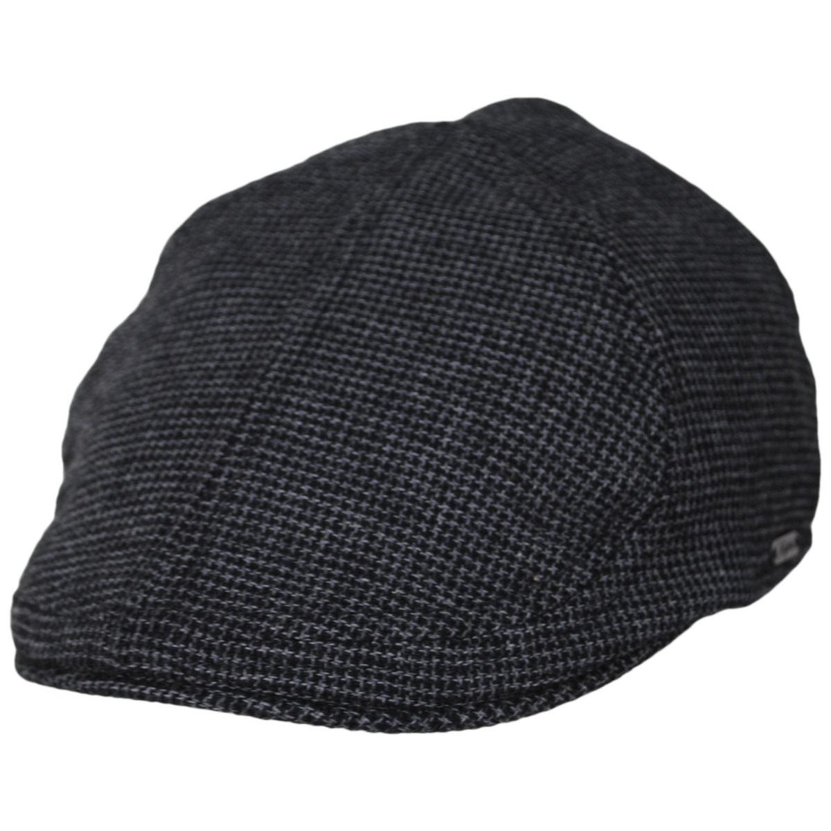 Wigens Caps | Houndstooth Wool/Cotton Pub Cap | 161970 | lead | DARK GREY