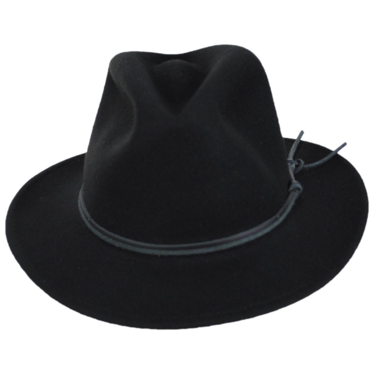 Bailey Western | Rattler Crushable Wool LiteFelt Safari Fedora Hat | 130109 | front | BLACK