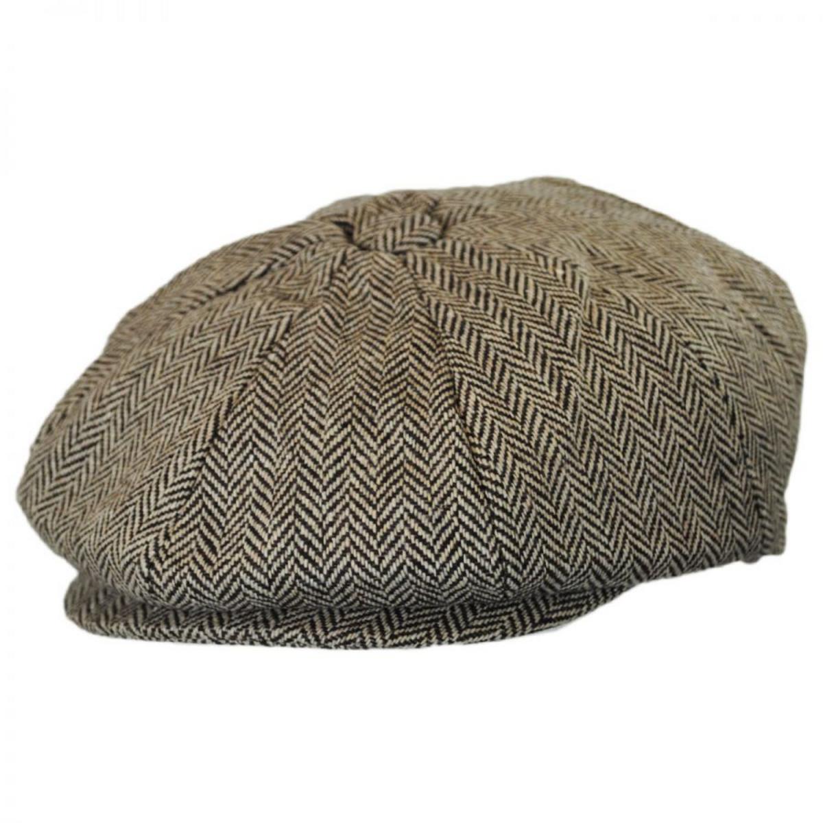 Jaxon Hats | Kid's Herringbone Wool Blend Newsboy Cap | 512100 | lead | BROWN
