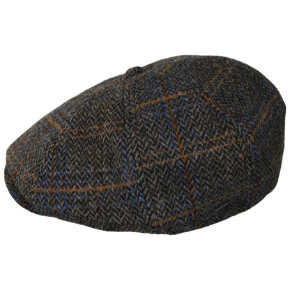 BRIXTON HATS | Brood Wool Blend Herringbone Plaid Newsboy Cap | 161586 | profile | SLATE BLUE/SEPIA/ORANGE