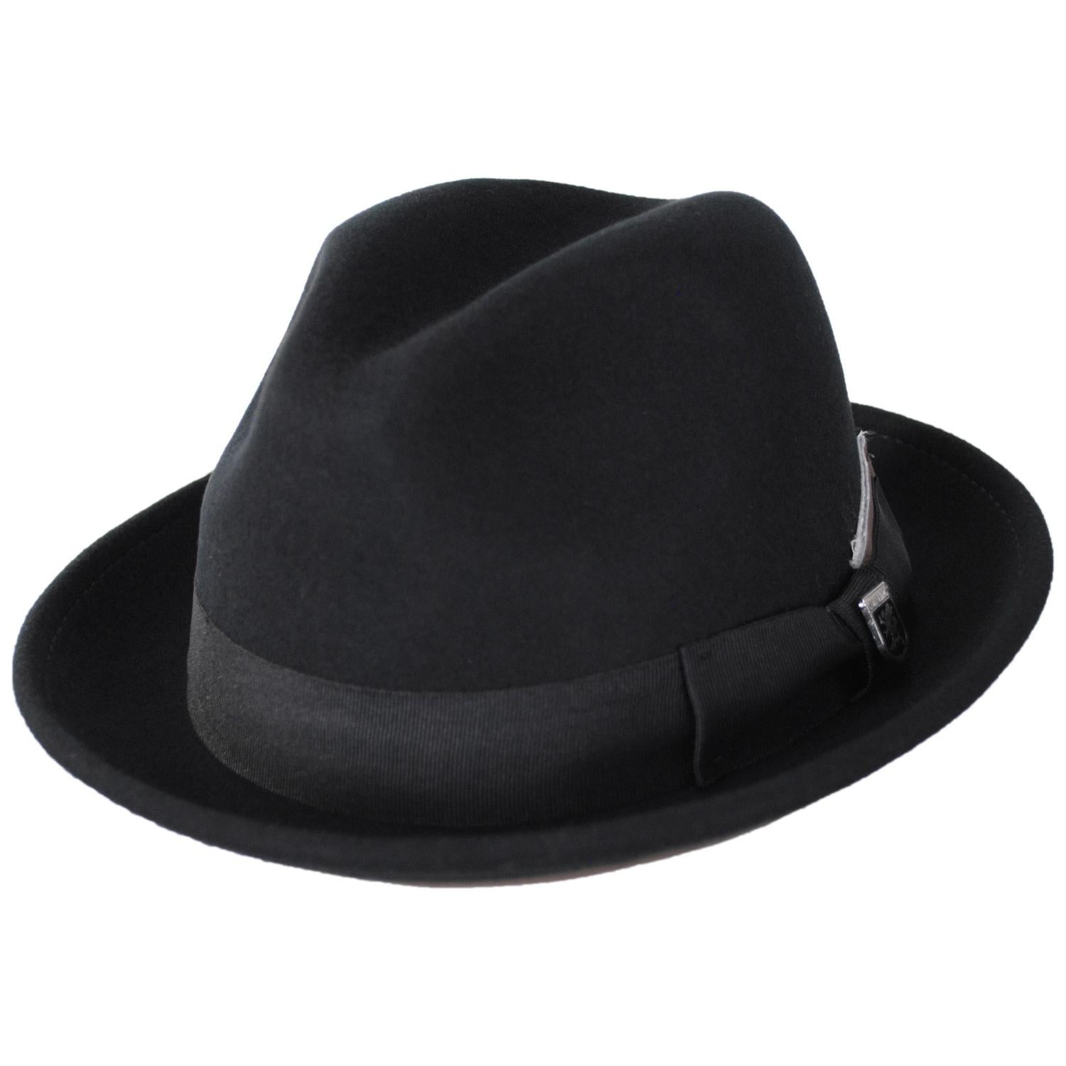 Stacy Adams | Bracco Wool Felt Fedora Hat | 130428 | lead | BLACK/BROWN