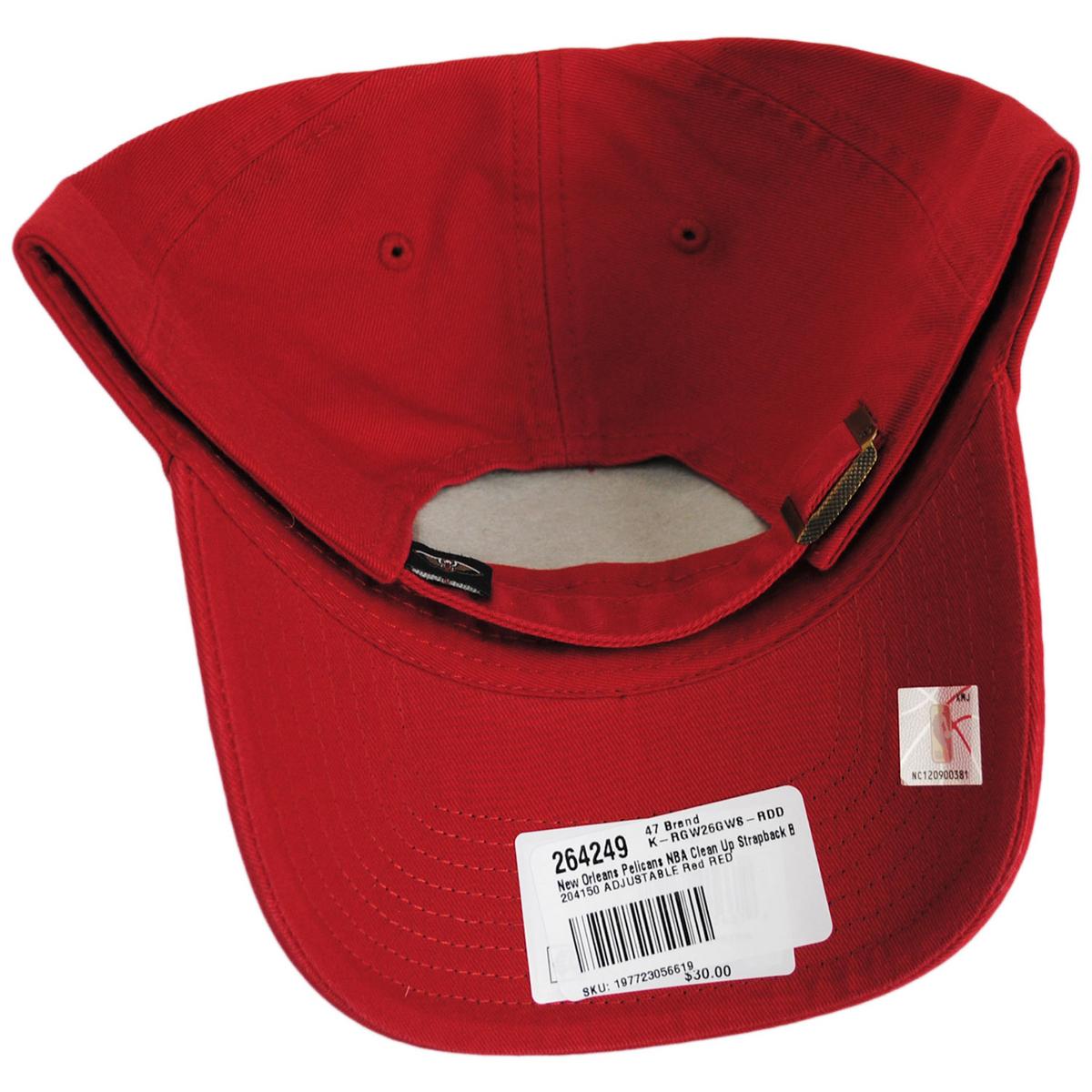 47 Brand | New Orleans Pelicans NBA Clean Up Strapback Baseball Cap Dad Hat | 204150 | under | RED