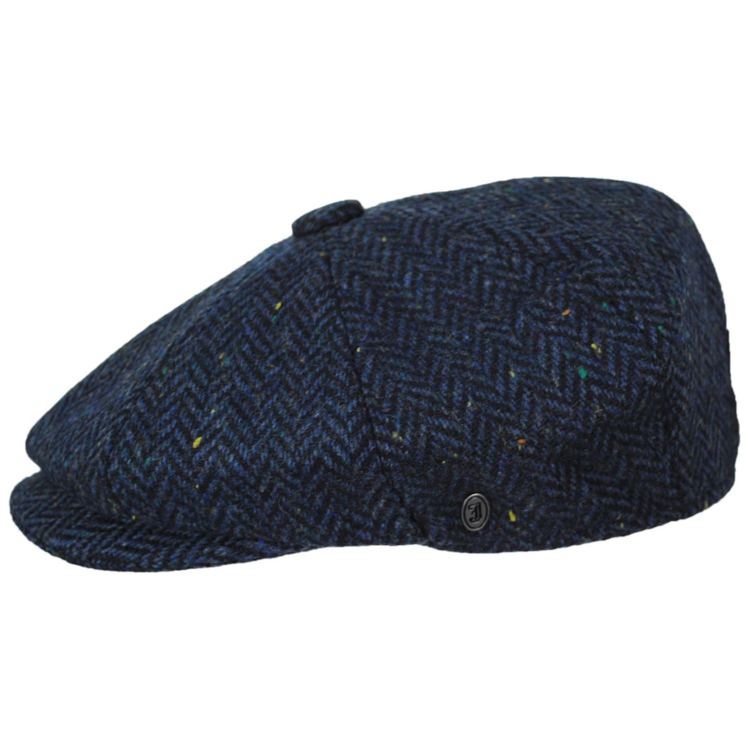 Jaxon Hats | Cambridge Herringbone Wool Newsboy Cap | 167778 | profile | NAVY BLUE