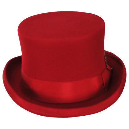 Jaxon Hats | Mid Crown Wool Felt Top Hat | 193700 | front | RED