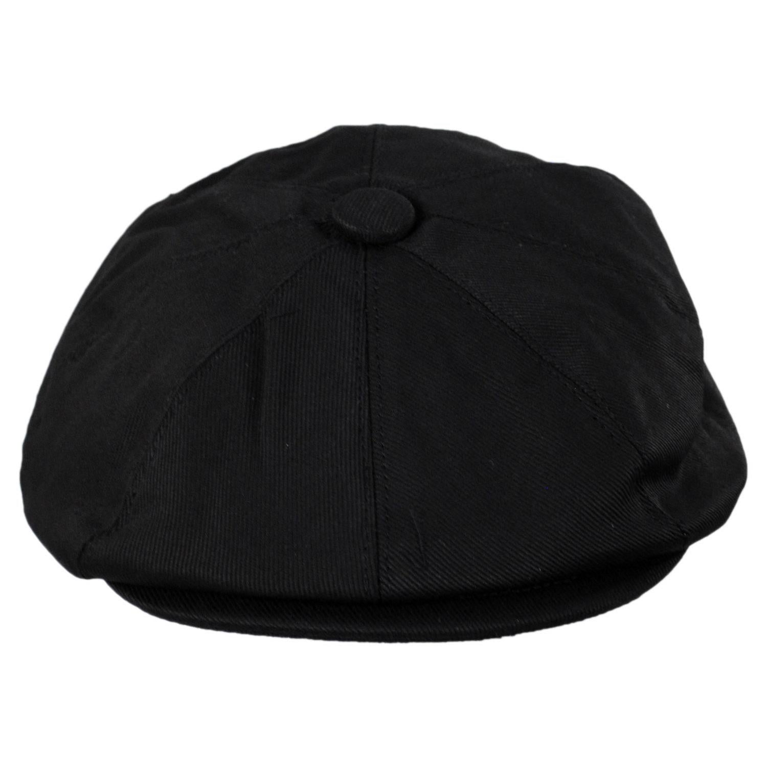 Jaxon Hats | Cotton Newsboy Cap | 167770 | front | BLACK
