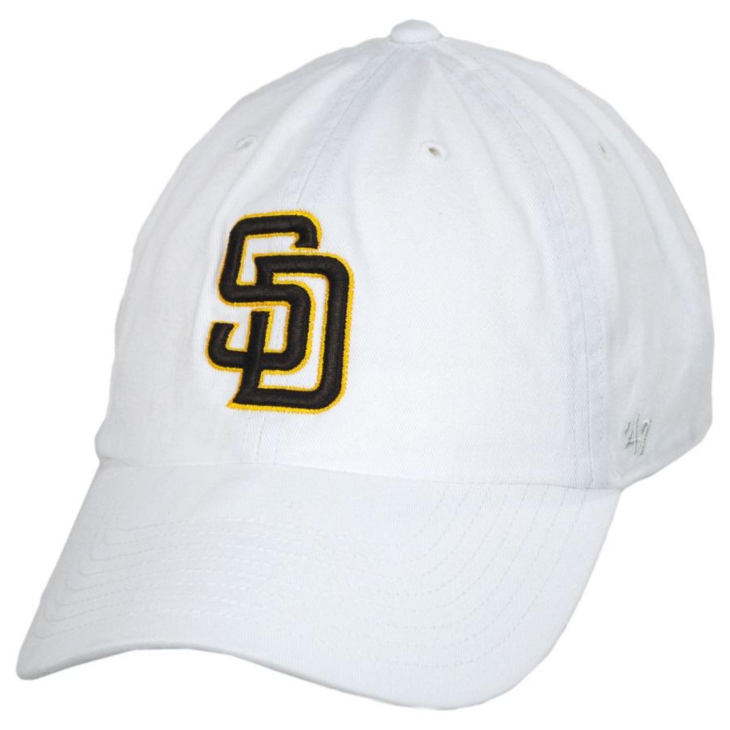 47 Brand | San Diego Padres MLB Clean Up Strapback Baseball Cap Dad Hat | 203003 | lead | WHITE