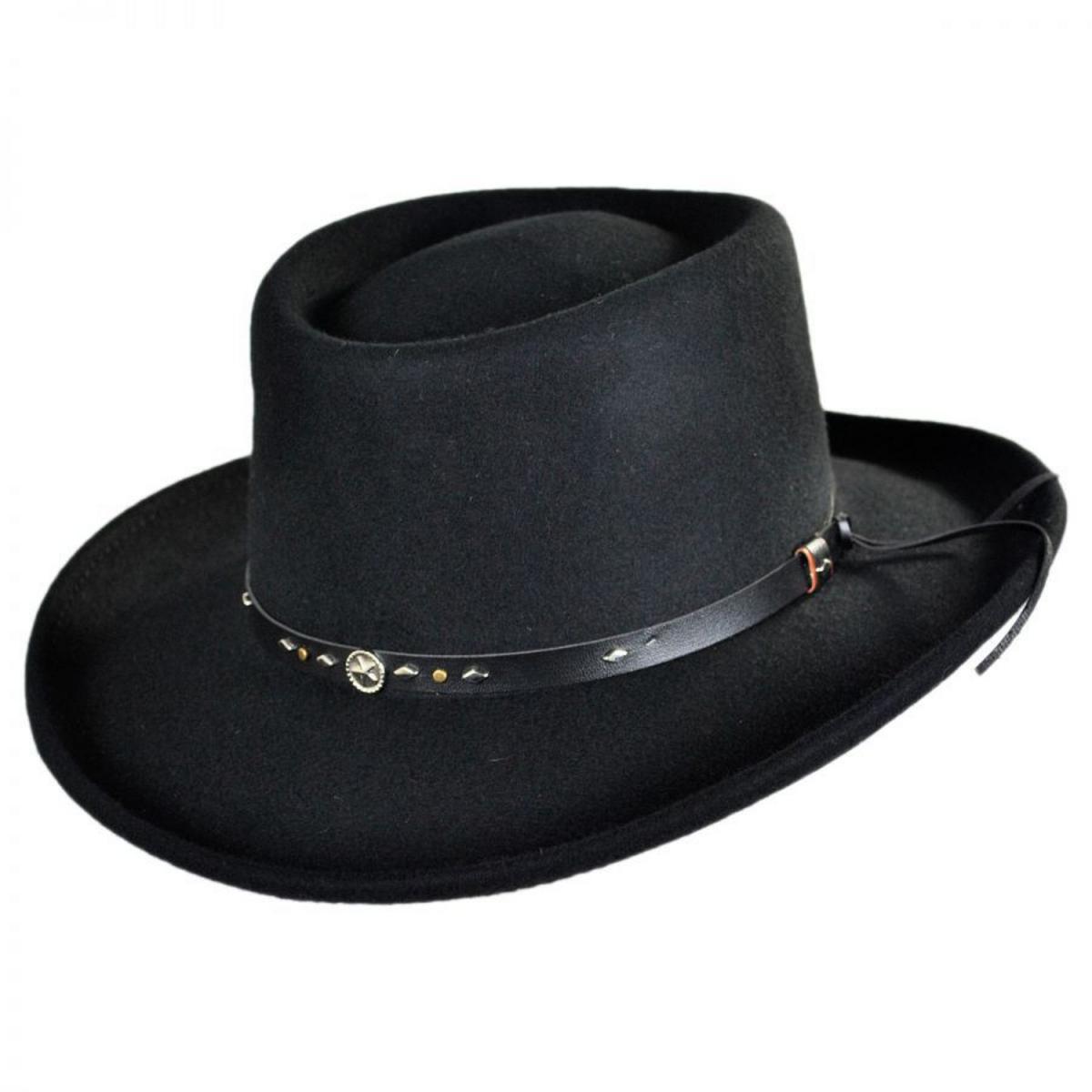 Conner | Leather Conch Band Wool Felt Gambler Hat | 130912 | lead | BLACK