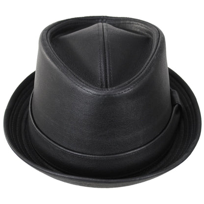 Stacy Adams | Vincent Vegan Leather Diamond Crown Fedora Hat | 140241 | front | BLACK